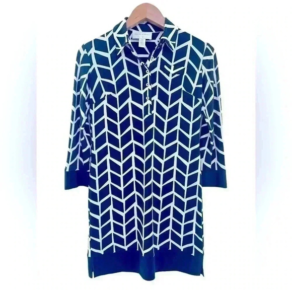 Donna Morgan Geometric Shirt Dress - Picture 2 of 8